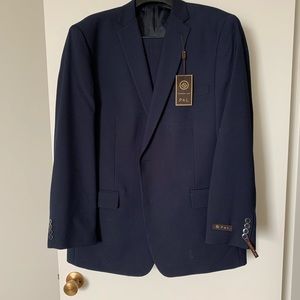 Navy blue suit jacket and pant set
